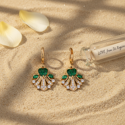 Emerald Crystal & Cubic Zirconia Goldtone Heart-Cut Botany Huggie Earrings