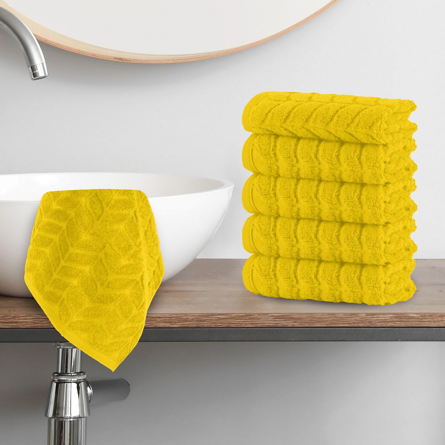 Elegant Comfort 6-Pack Premium Turkish Cotton Braided Washcloths Set, 13 x 13 inch