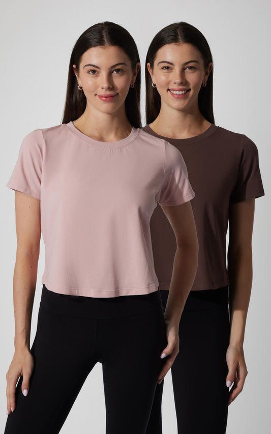 2 PK Airlite Cotton Boxy Cropped Short Sleeve Tee - Our Petal Tone Story