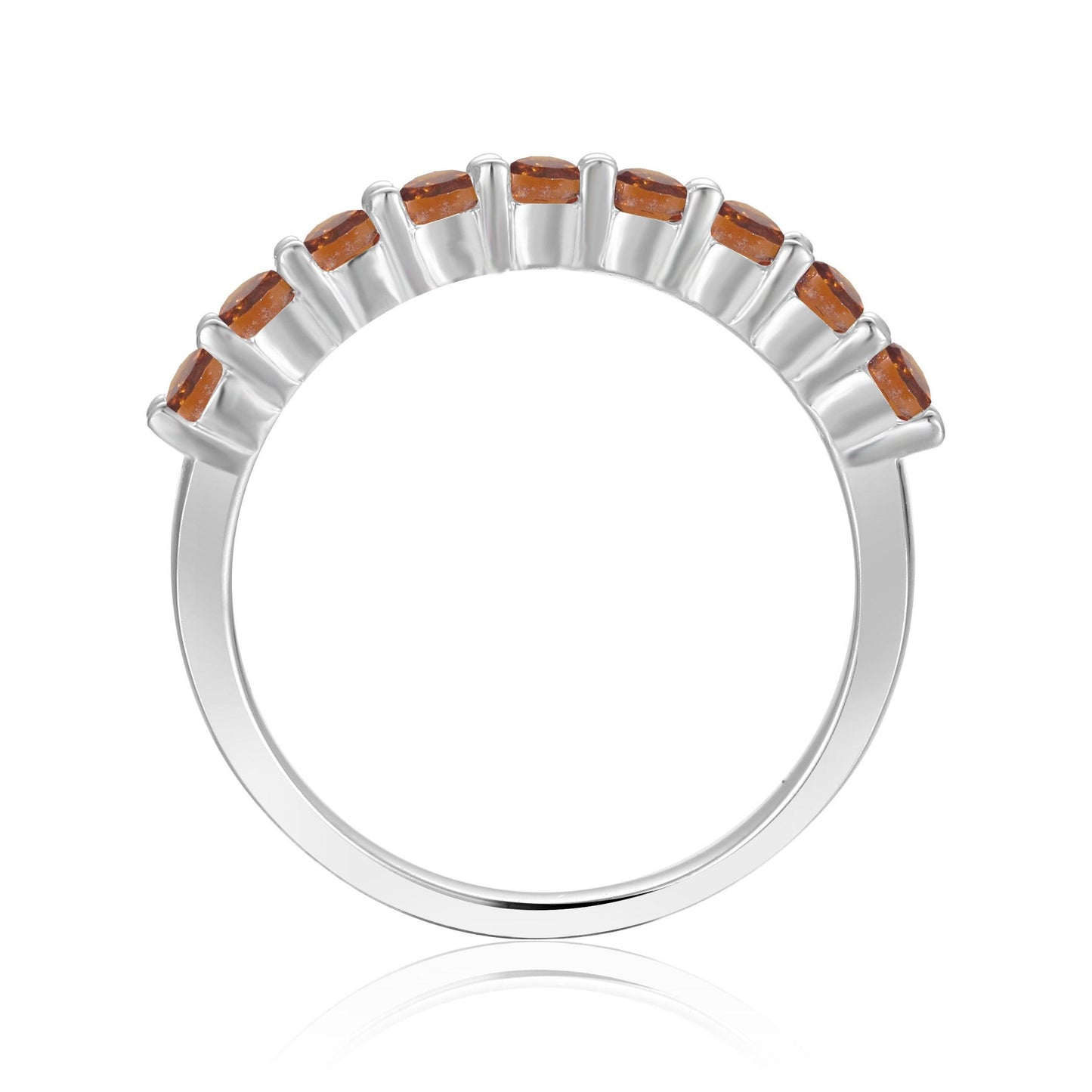 0.8 Ct Round Yellow Citrine Prong Silver Half Eternity Ring
