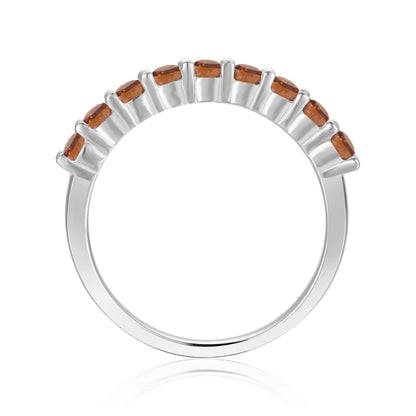 0.8 Ct Round Yellow Citrine Prong Silver Half Eternity Ring
