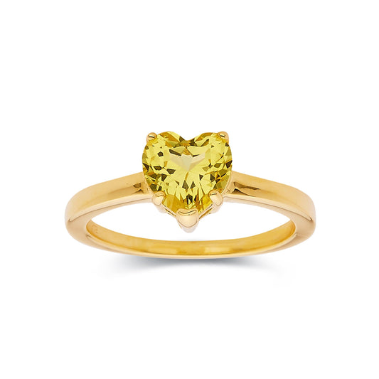 2.00 Ct Heart Yellow Sapphire Prong 18k Yellow Gold Over Silver Solitaire Ring