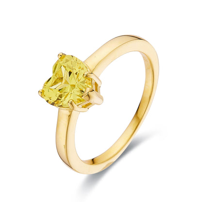 2.00 Ct Heart Yellow Sapphire Prong 18k Yellow Gold Over Silver Solitaire Ring