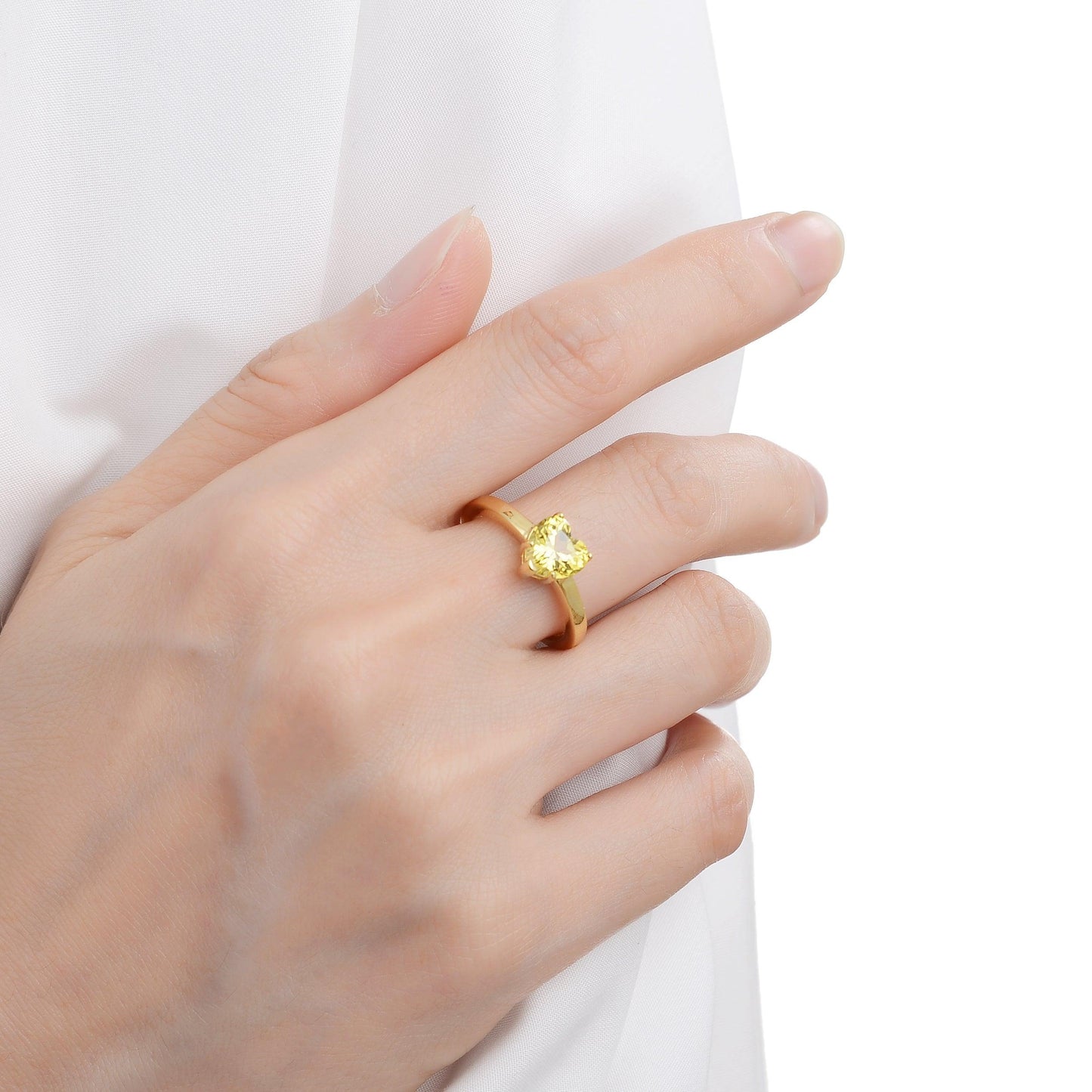 2.00 Ct Heart Yellow Sapphire Prong 18k Yellow Gold Over Silver Solitaire Ring