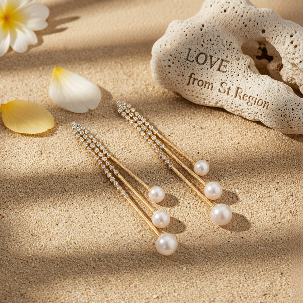 Pearl & Cubic Zirconia Ball Tassel Drop Earrings