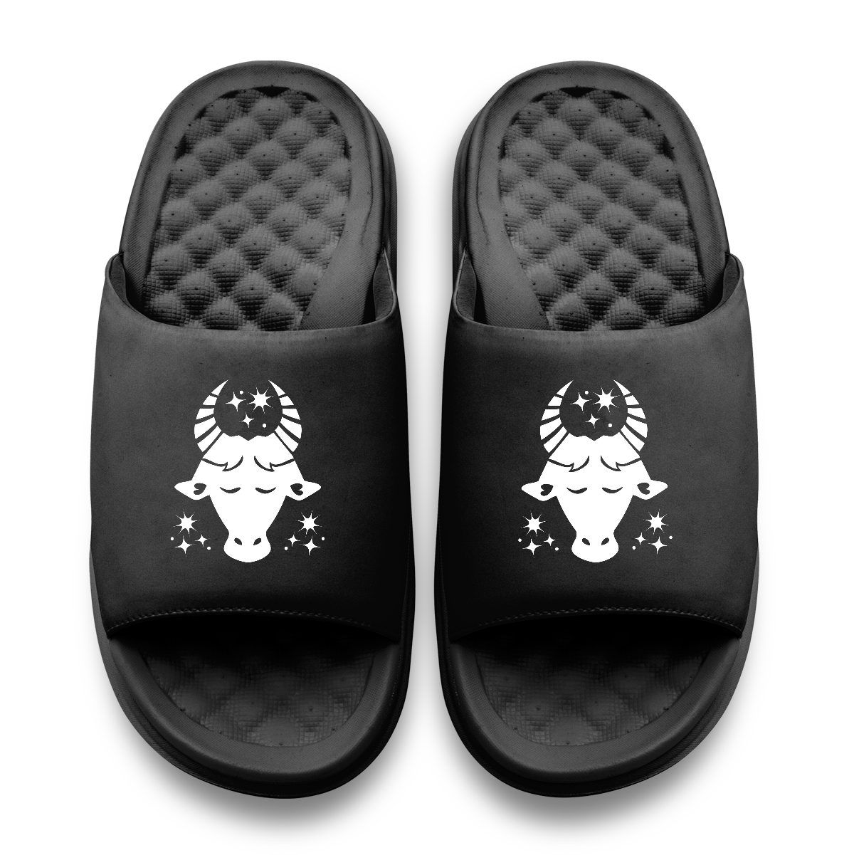 Taurus Zodiac Symbols Motive Slide Sandals