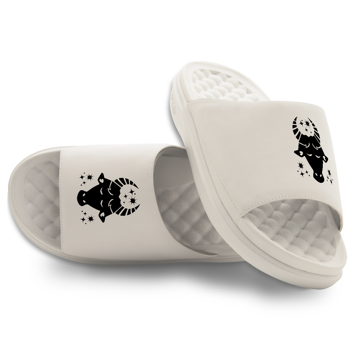 Taurus Zodiac Symbols Motive Slide Sandals