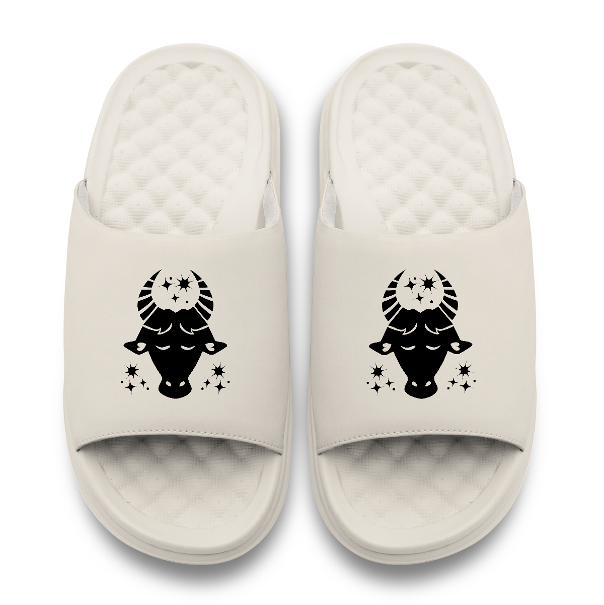 Taurus Zodiac Symbols Motive Slide Sandals