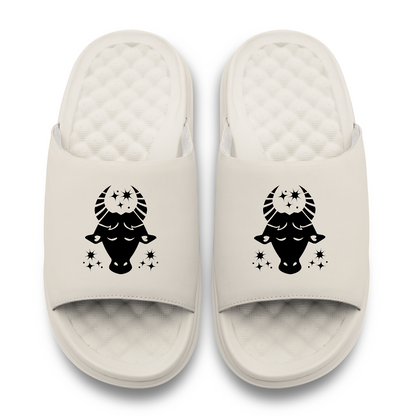 Taurus Zodiac Symbols Motive Slide Sandals