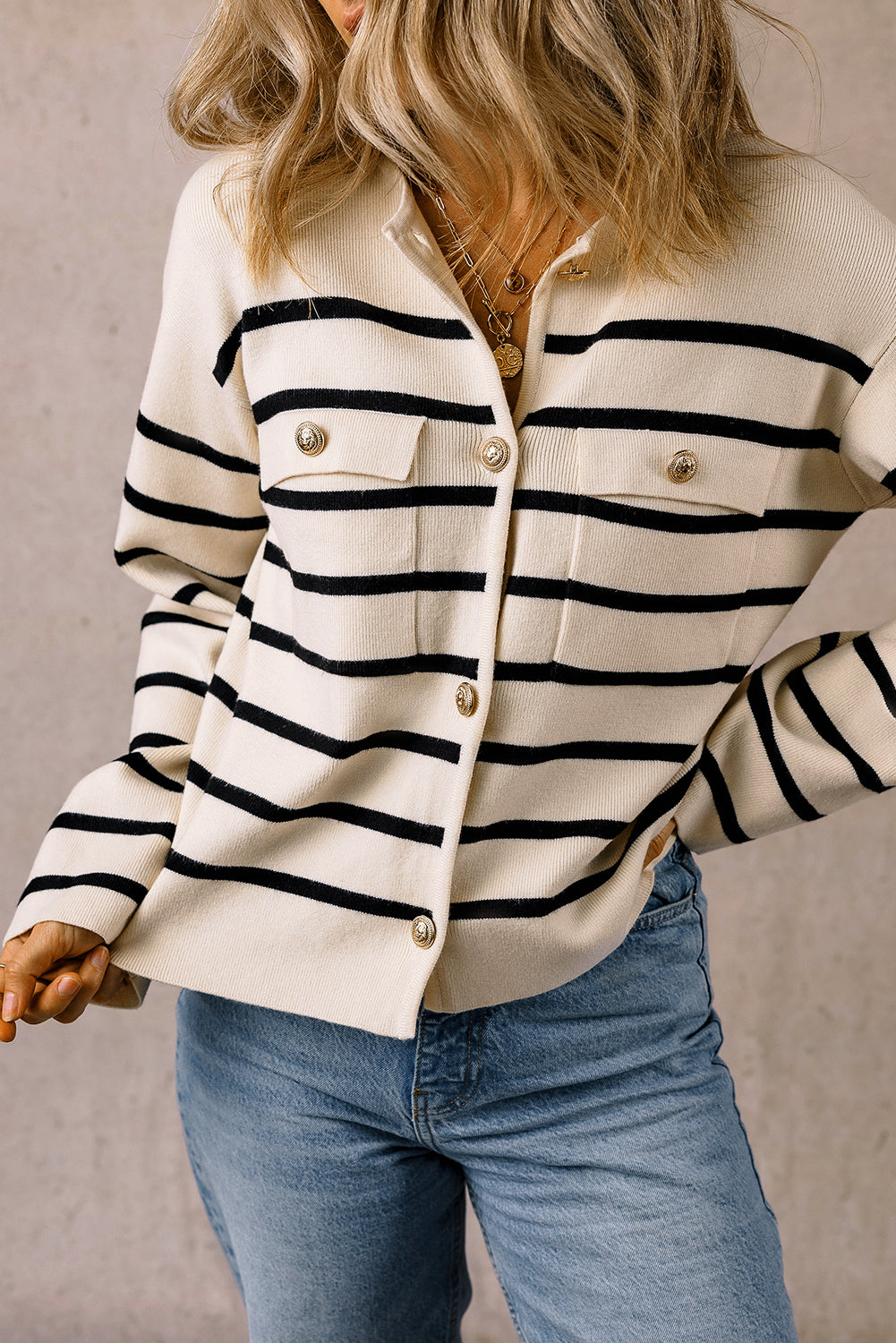 Threaded Pear Genesis Pocket Buttoned Cardigan Sweater