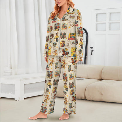 Baha Ranch Vintage Cowgirl Collage Western Rodeo Pajamas