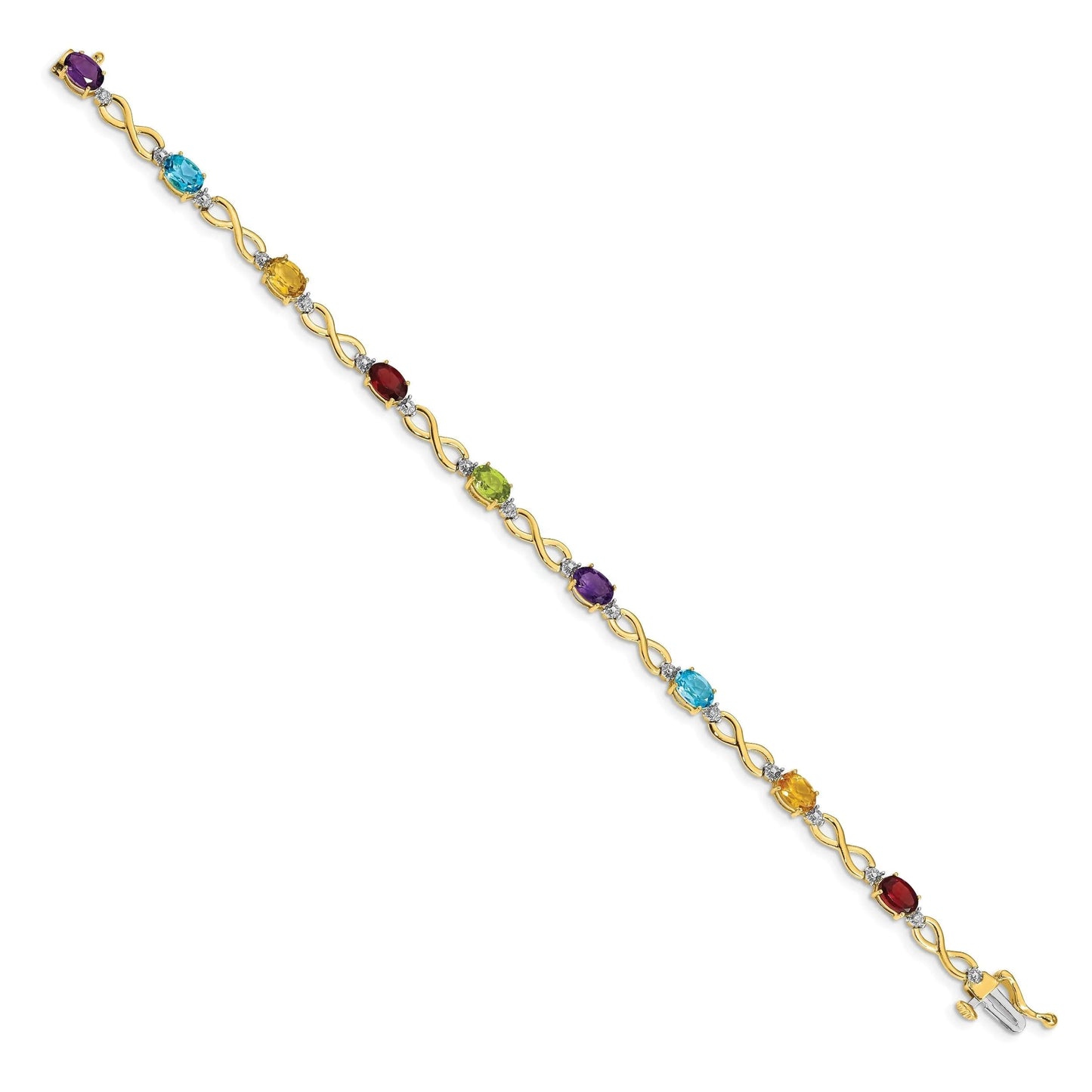 Genuine Rainbow Diamond 10K Gold Infinity Bracelet