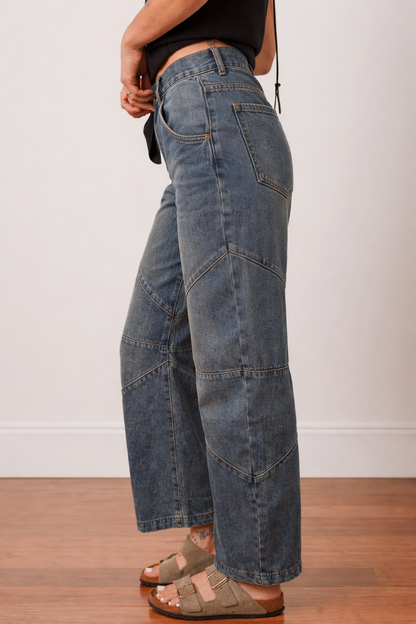 Threaded Pear Alaya Straight High Waist Jeans