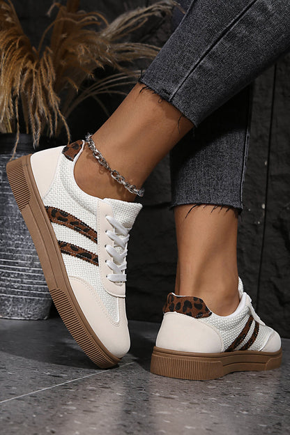 Threaded Pear Lila Leather Patchwork Flat Sneakers