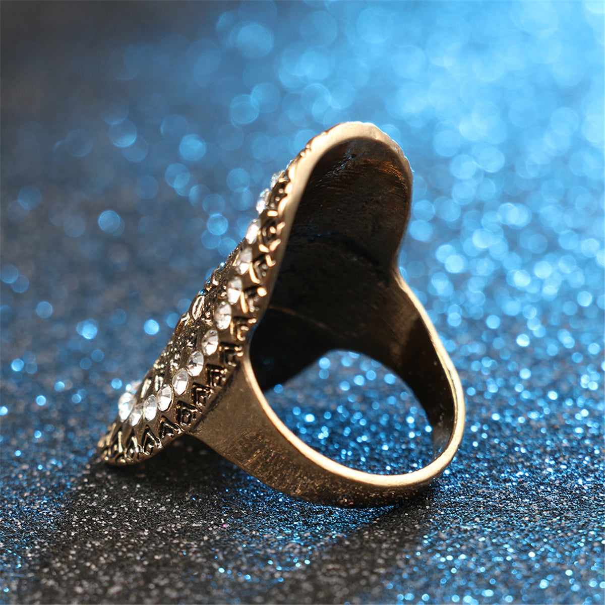 Cubic Zirconia & Goldtone Floral Band Ring-1