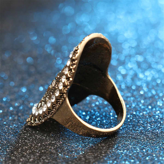 Cubic Zirconia & Goldtone Floral Band Ring-1