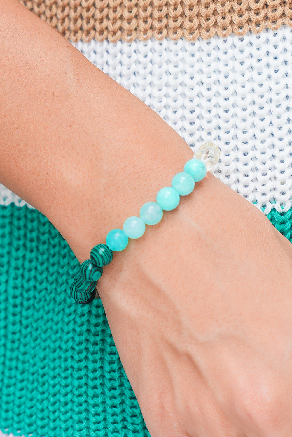 Threaded Pear Gemma Crystal Beaded Elastic Bracelet