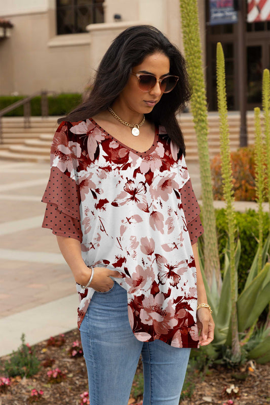 Red & Cream Floral Mix-