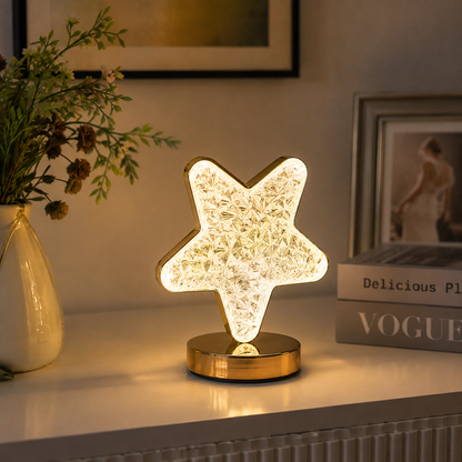 Rechargeable LED Acrylic Crystal Star Touch Light 3000K–7000K – Dimmable Adjustable Color Temp Bedside Lamp -