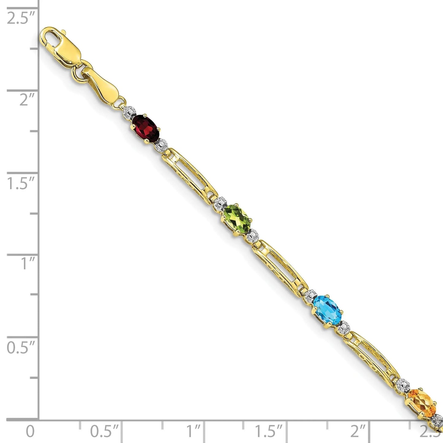 Genuine Rainbow Diamond Bracelet 10K Gold