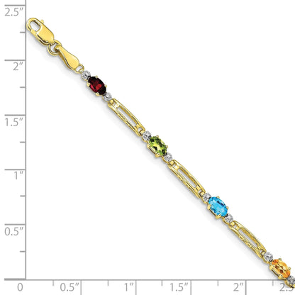 Genuine Rainbow Diamond Bracelet 10K Gold