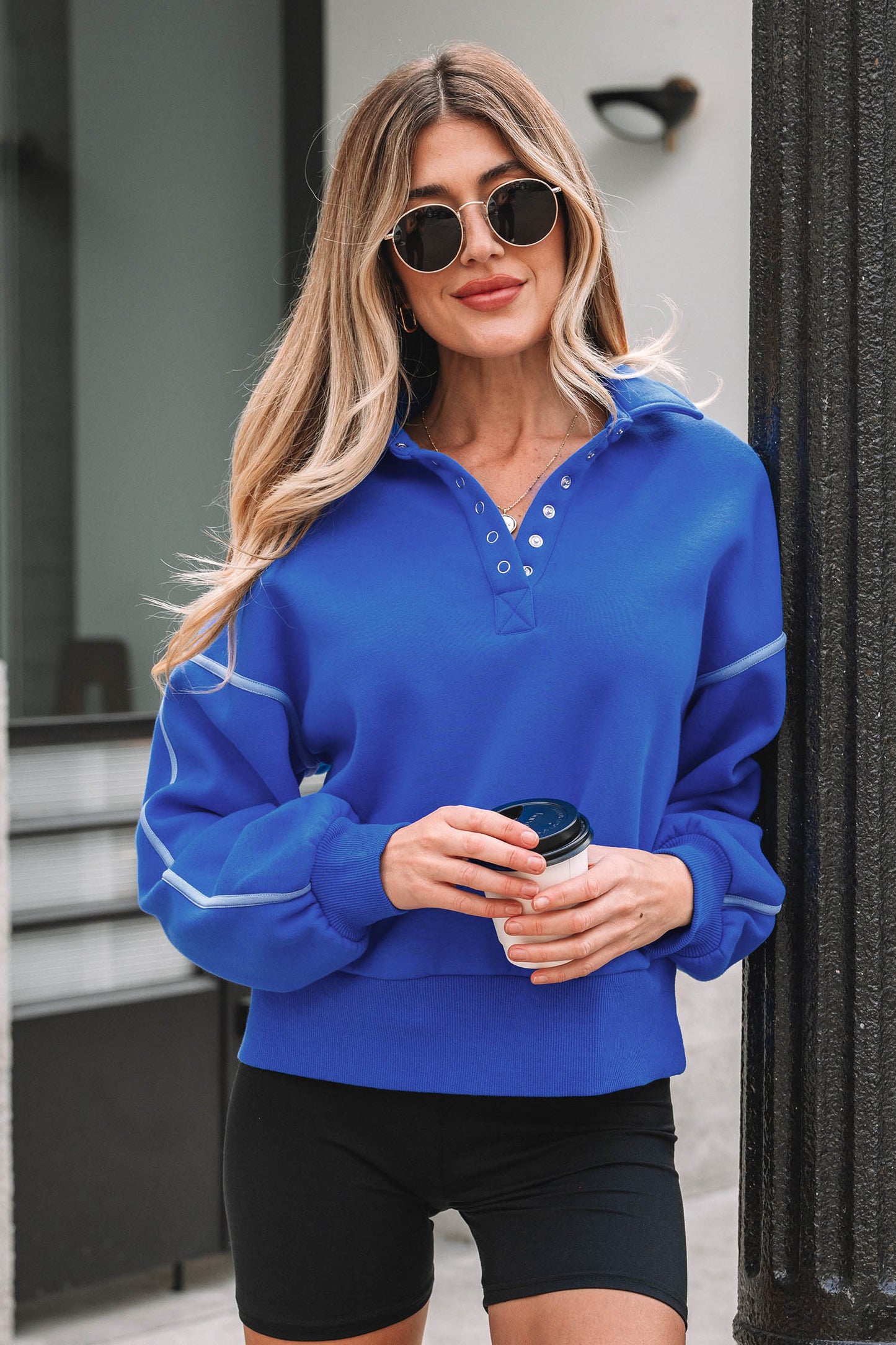 Threaded Pear Clover Exposed Seam Chic Sweatshirt