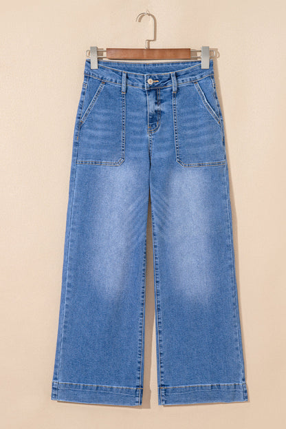 Threaded Pear Courtney Cropped High Rise Wide Leg Jeans