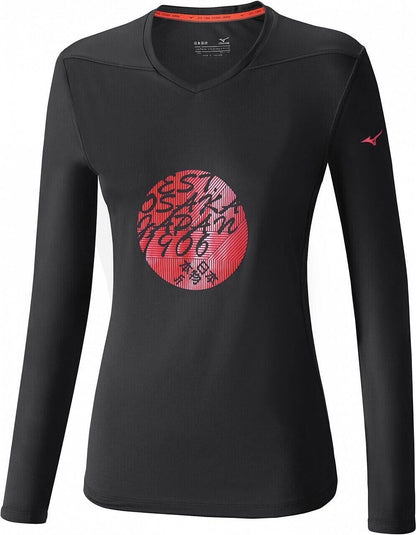 Mizuno Core Graphic Neck Long Sleeve Men's T-Shirt — Black
