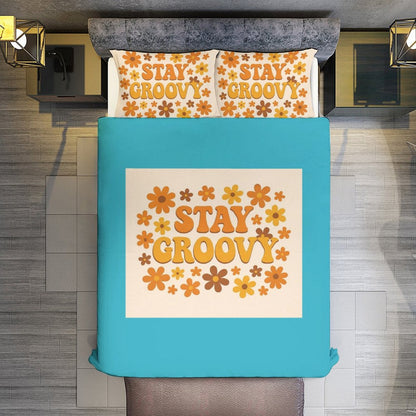 Groovy Floral Hippie Reversible 3-Piece Bedding Set (1 Duvet Cover + 2 Pillow Shams) – 102"×90"