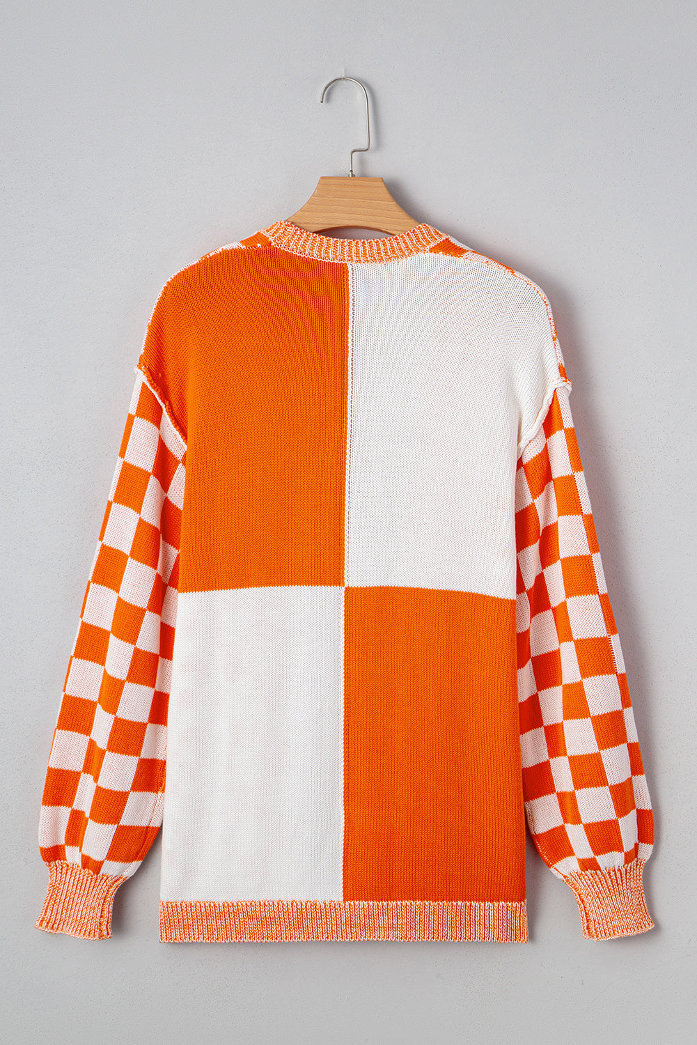 Threaded Pear Wrenley Checkered Open Front Drop Shoulder Cardigan