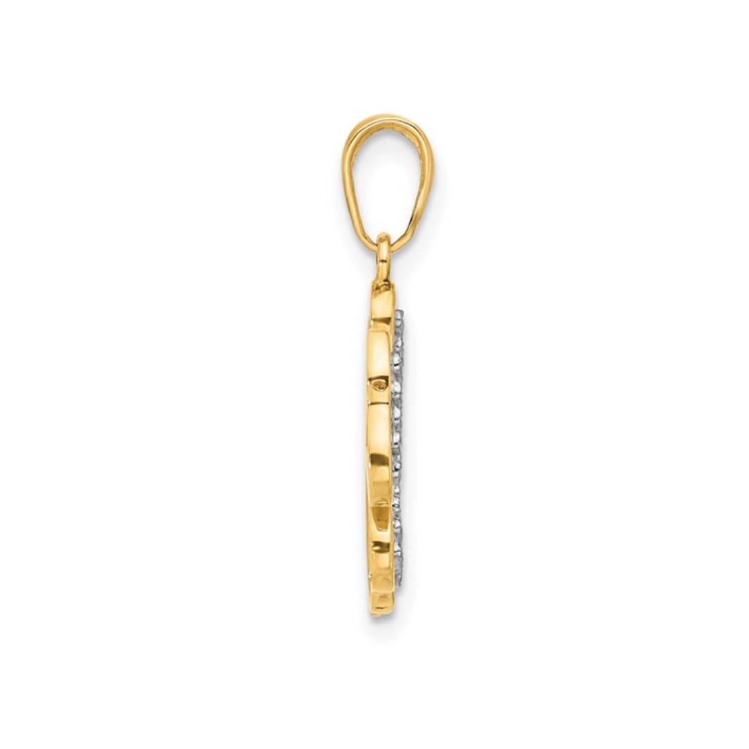 14K Yellow Gold Four Leaf Clover Charm Pendant