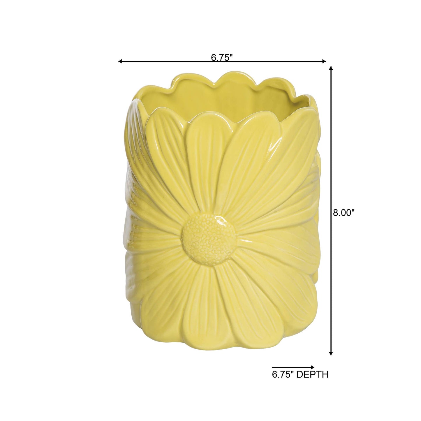 Dolomite Daisy Planter Yellow for Spring Garden Decor