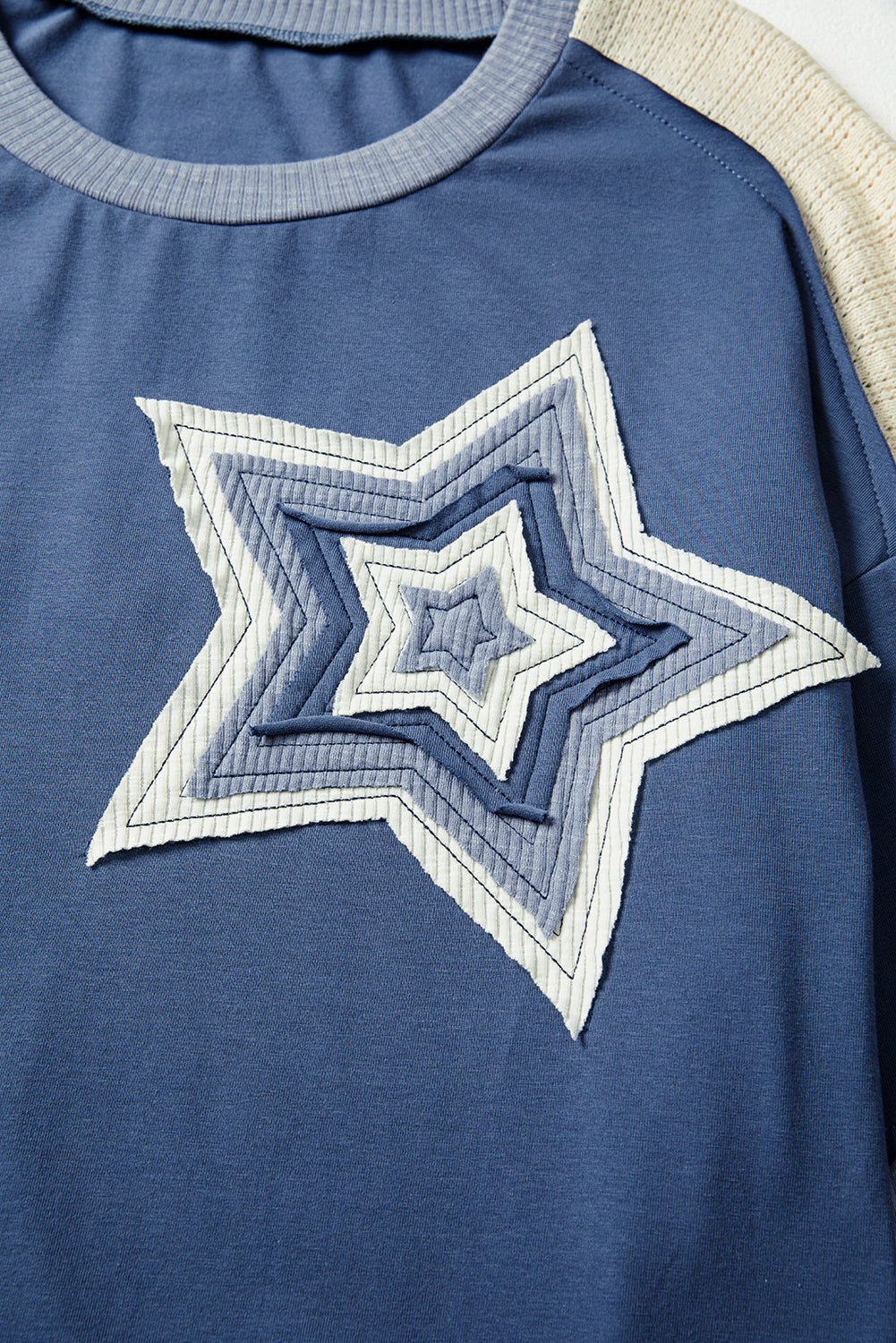 Threaded Pear Natalie Knitted Star Patchwork Oversize Top