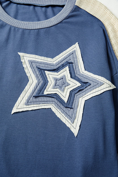 Threaded Pear Natalie Knitted Star Patchwork Oversize Top