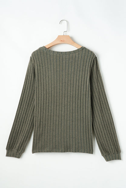 Threaded Pear Zelda Rib Textured Knit Top