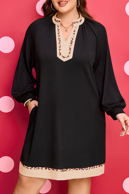 Threaded Pear Ainsley Block Trim Ribbed PLUS Dress