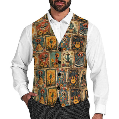 Baha Ranch Colores De Mexico Dia de los Muertes Men's Sleeveless Suit Vest