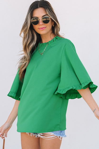 Threaded Pear Holland Frilly Half Sleeve Blouse