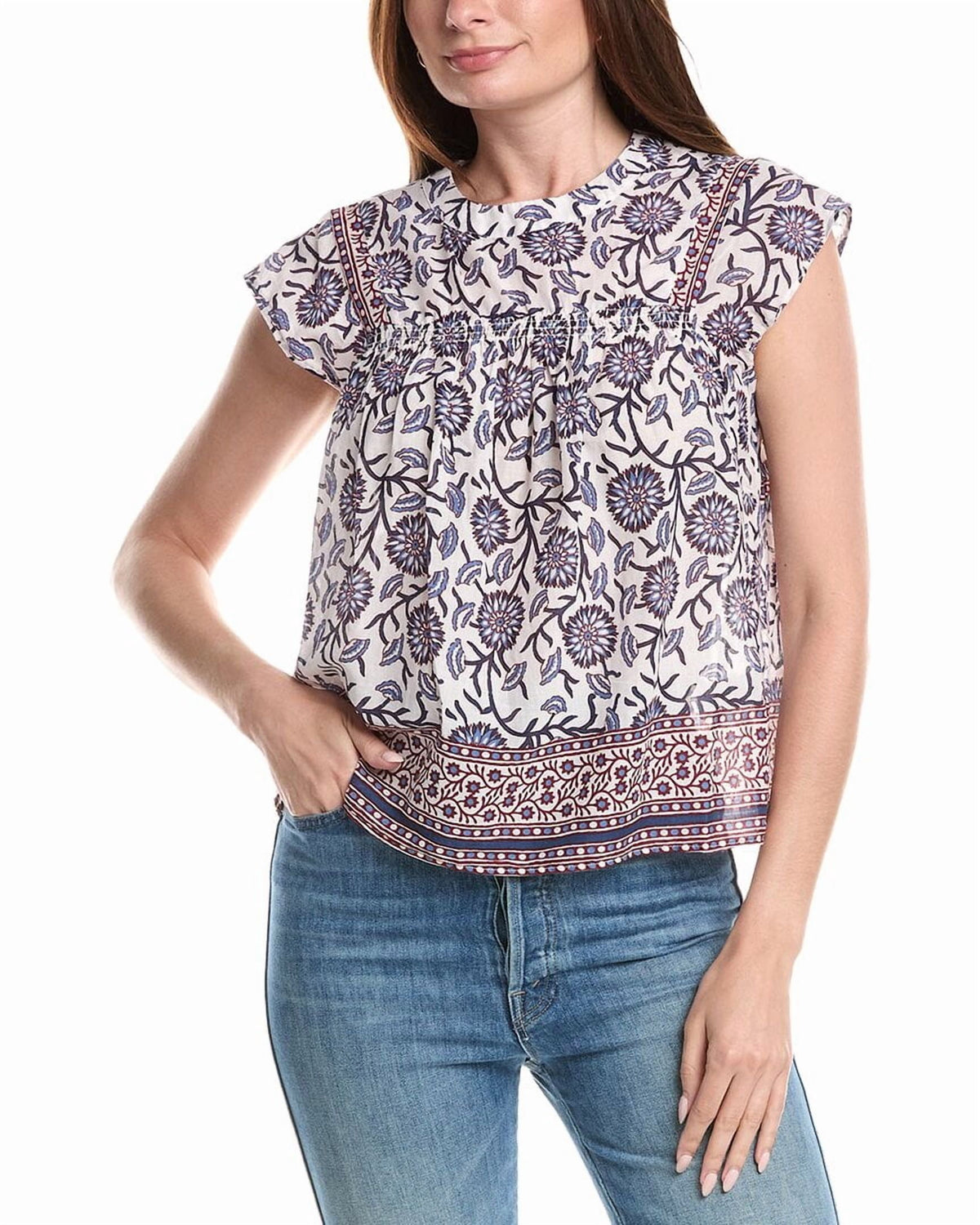 NAVY/MAROON BORDER FLORAL PRIN-
