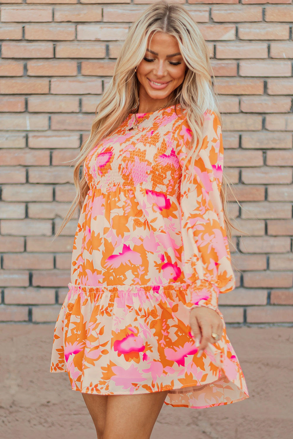 Threaded Pear Jane Sleeve Ruffle Mini Dress