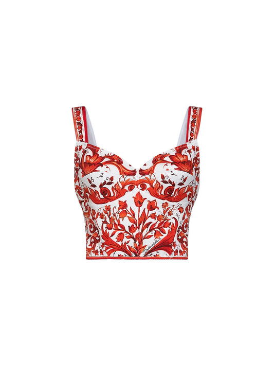 Bustier Top Maiolica-Print Multicolour
