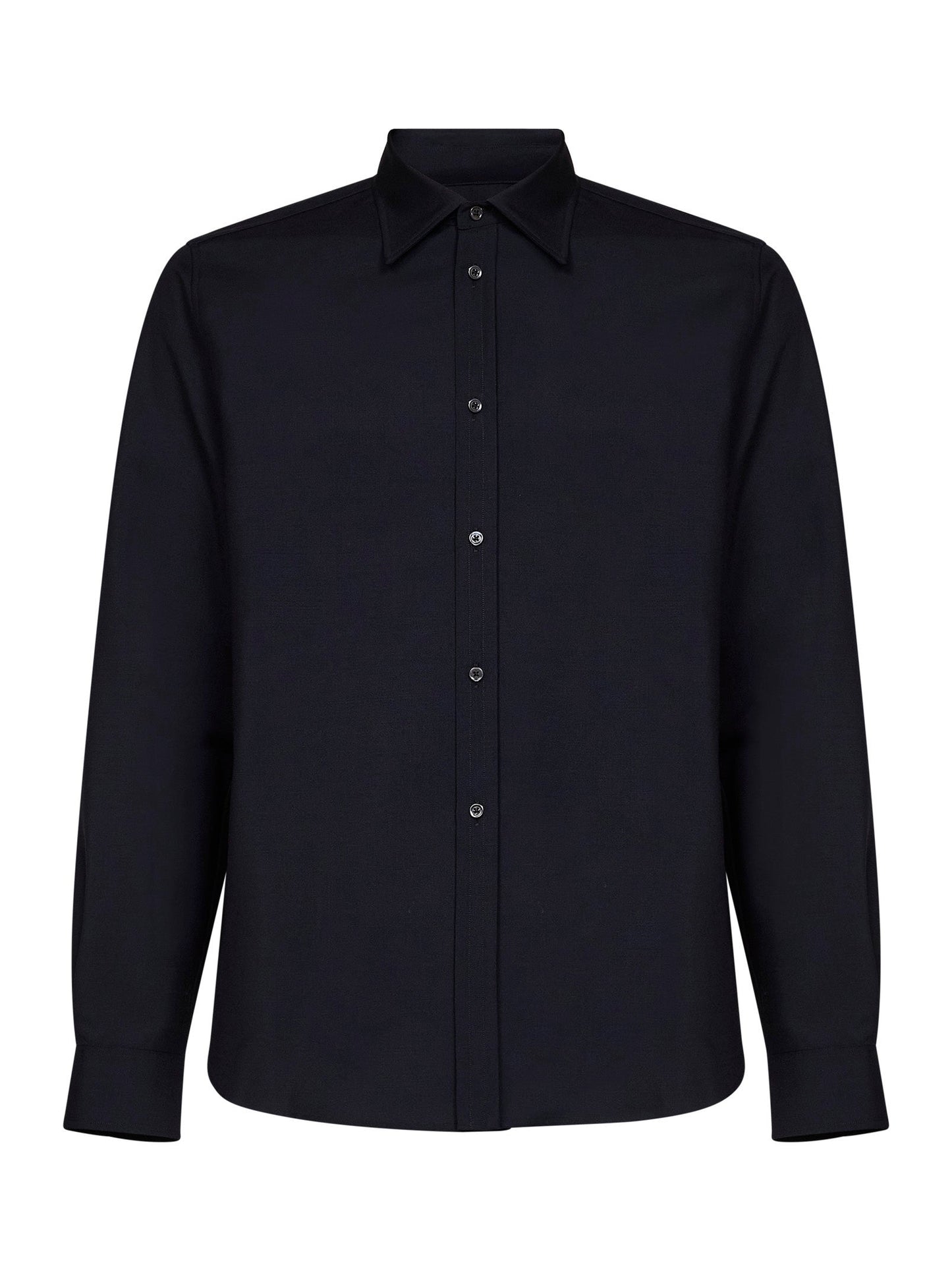 Shirt Dark Blue Wool-Mohair Canvas