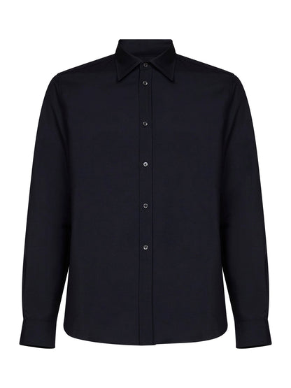 Shirt Dark Blue Wool-Mohair Canvas