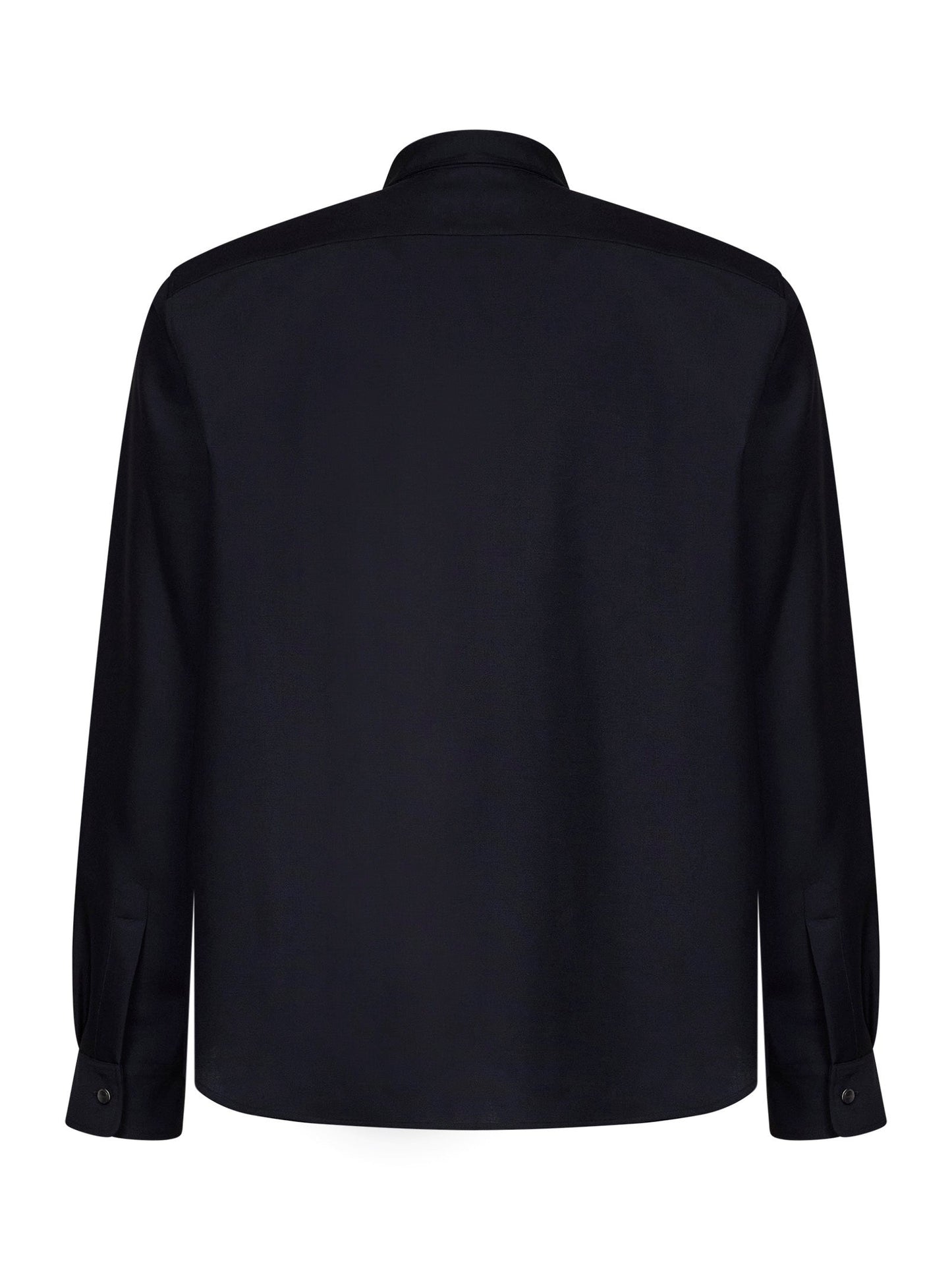 Shirt Dark Blue Wool-Mohair Canvas