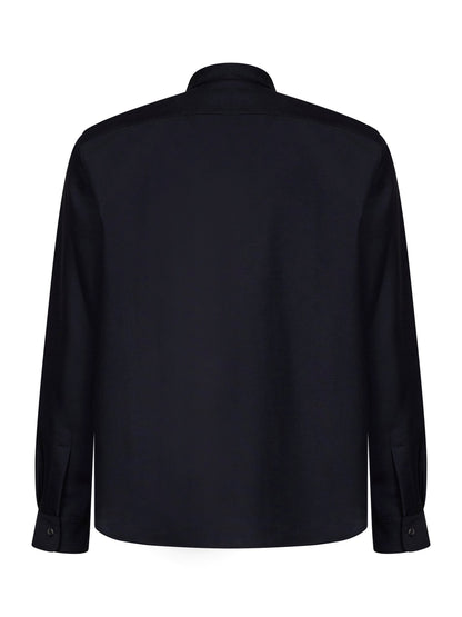 Shirt Dark Blue Wool-Mohair Canvas