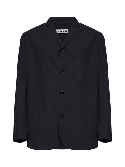 Single-Breasted Waterproof Jacket Black