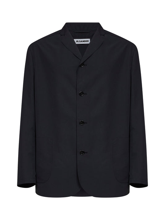 Single-Breasted Waterproof Jacket Black