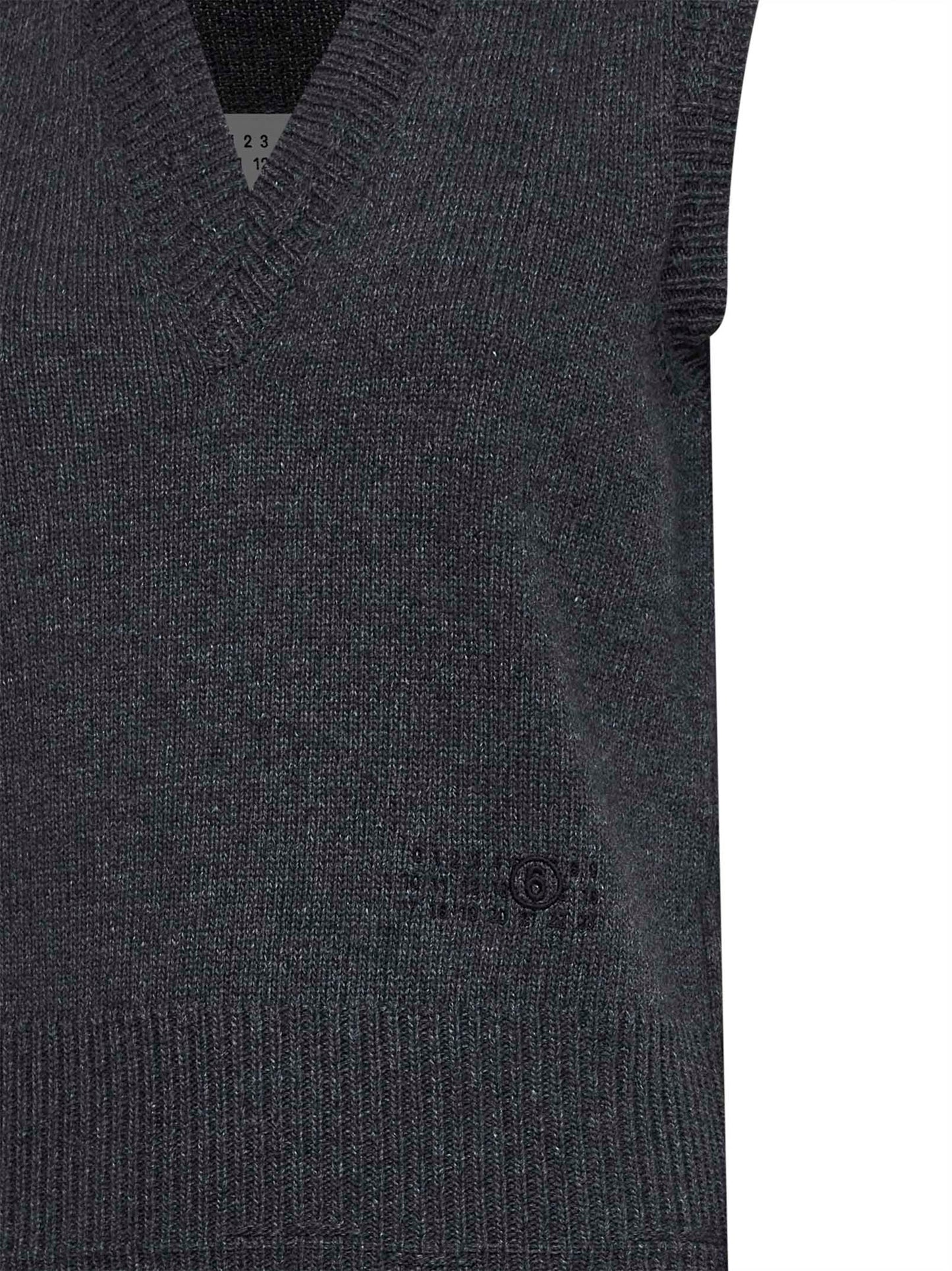 Wool-Blend Knit Vest Dark Grey Melange