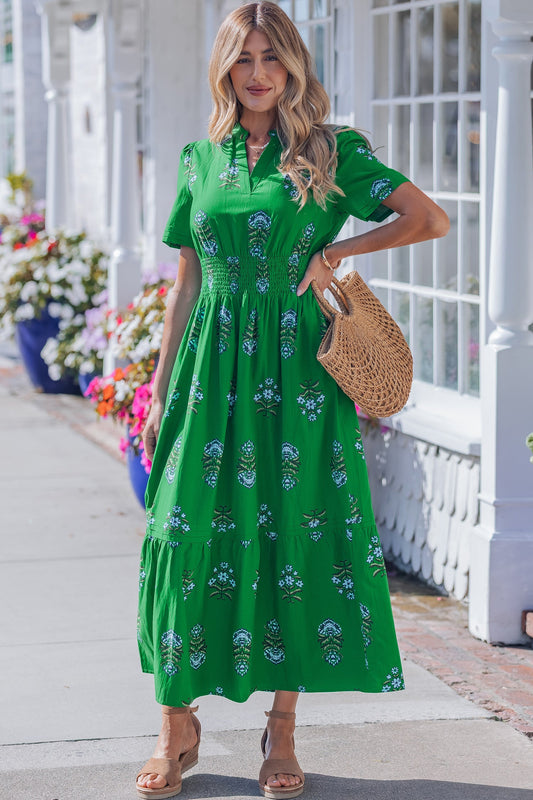 Threaded Pear Davina Ruffle Hem Maxi Dress