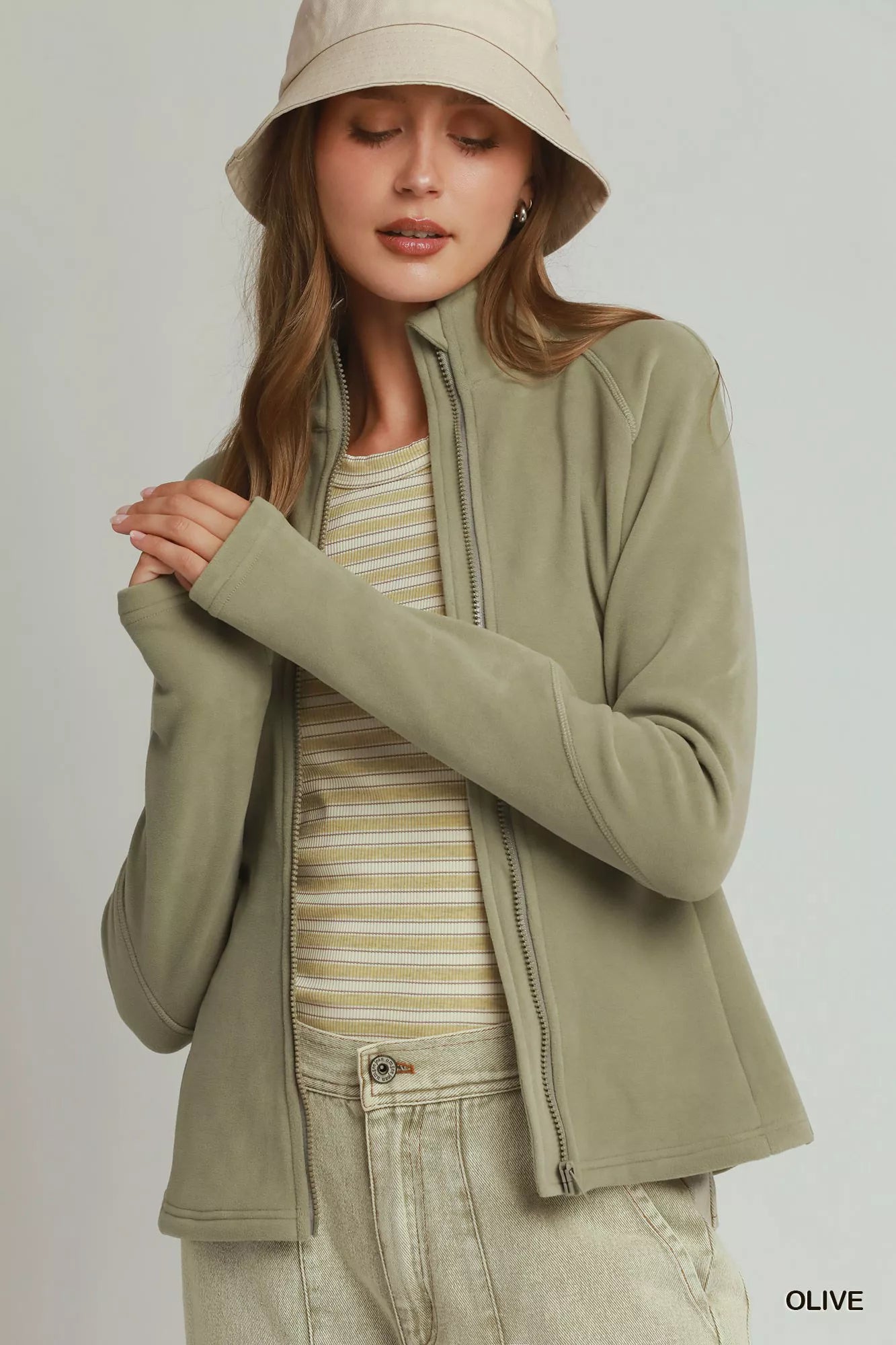 Umgee Soft Fleece Full Zip Jacket With Pockets